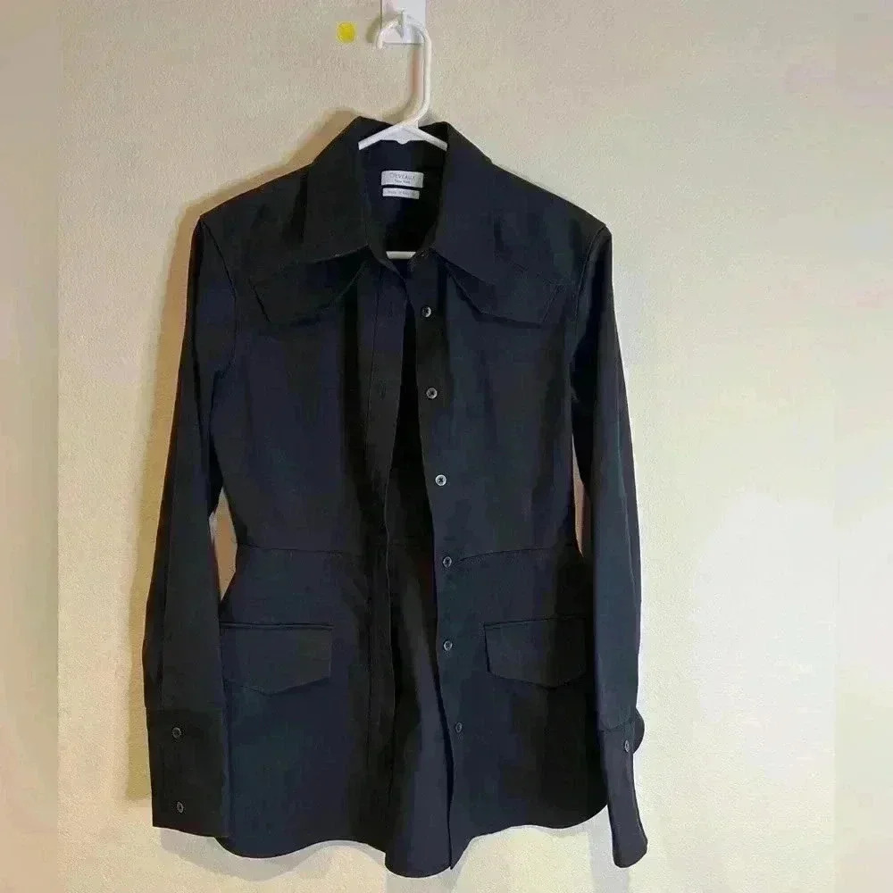 Deveaux New‎ York solid black shirt jacket M spring fall